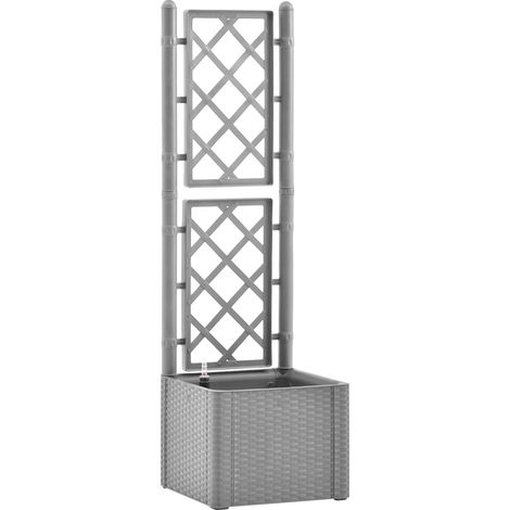 Jardinière bac lit surélevé plantes fleurs terrasse jardin de jardin et treillis et système d'arrosage gris