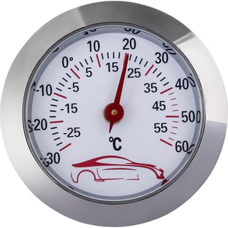 Mini termómetro para coche de -30 a 60 ℃ con indicador de temperatura integrado, dial redondo de 43 mm, monitor analógico de temperatura.