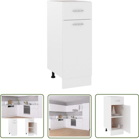 The Living Store Schubunterschrank Weiß 30x46x81,5 cm Holzwerkstoff - Küchenmöbel - Holzschrank - Untertischschrank - Weißer Schrank - Regalboden (1/5)