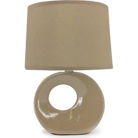 Abat Jour Moderna Lumetto beige da Comodino in Ceramica e Paralume in Tessuto Lume da Tavolo e14 Attacco Piccolo per Camera da Letto camerette e Salotto Altezza 27cm  elegante complemento d'arredo (1/5)