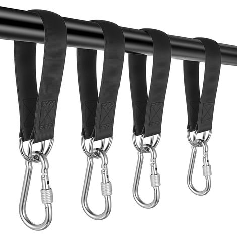 4 x Hammock Tree Strap, 30 cm Attachment for Hammock Tree, Rope for Hammocks, Swing Strap, Tree Swing Strap for Hanging Garden Camping, with 2 Carabiners and D-Rings (1/5)