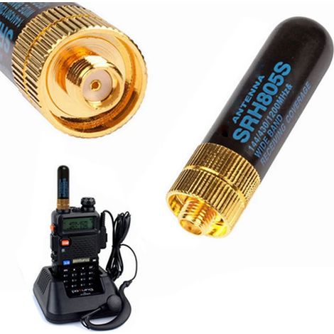 Antenne UHF+VHF à gain élevé pour bande touristique SRH805S SMA femelle pour câble TK3knit 2107 pour radios-walkies Baofeng UV-5R 888S UV-82 à coque perforée-AquaForge (1/5)