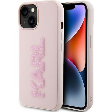 Karl Lagerfeld 3D-Glitzerlogo aus Gummi – iPhone 15 Plus Hülle (Pink) (1/5)