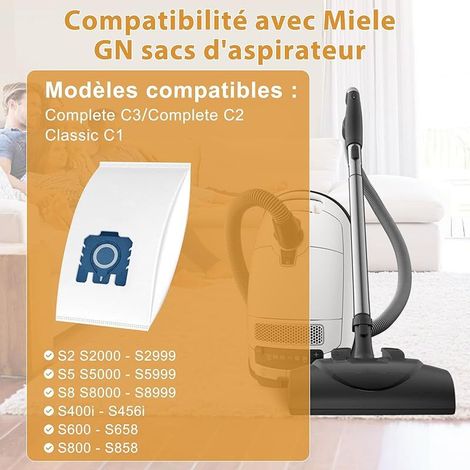 10er-Pack GN Staubsaugerbeutel, kompatibel mit Miele Hyclean Pure 3D Beuteln für Staubsauger der Serien Classic, C1, Complete, C2, Complete, C3, S2, S4, S5, S6 und S8, Ersatzstaubbeutel mit 6 Filtern (1/5)