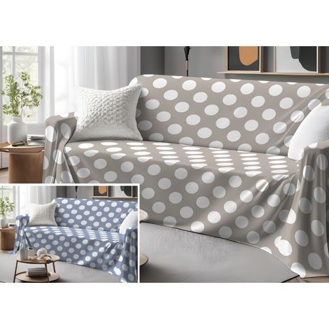 Telo Arredo Granfoulard Copritutto Salvadivano 100% Cotone Dis. Pois, misuraSingolocoloreBeige