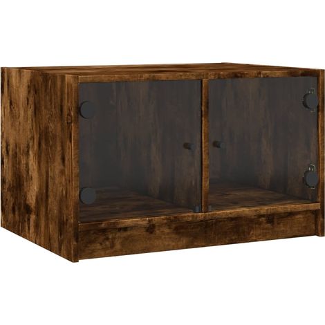 Maison Exclusive - Couchtisch mit Glastüren Räuchereiche 68x50x42