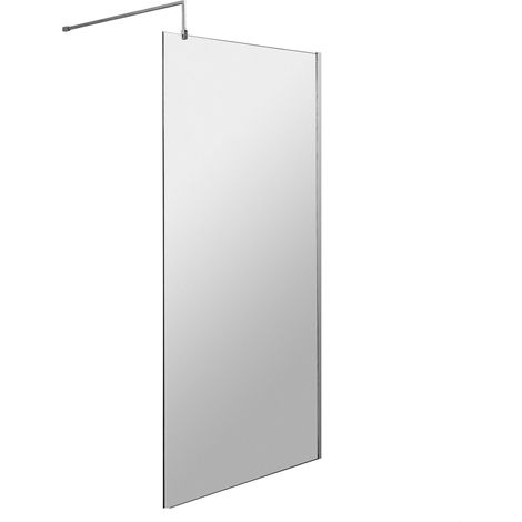 Balterley Blymhill Contemporary Bathroom 8mm Glass Profile Wetroom Screen with Support Bar, Chrome, 1950 x 900 x 40mm (1/4)