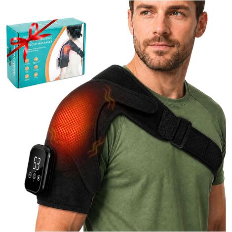 Masseur Epaule,Masseurs Électriques,Appareil De Massage Sans Fil Les Épaules Avec Fonction Chauffante Et Vibrante,3 Niveaux De Chaleur Et 3 Niveaux De Vibration, Convient Pour Les Épaules (1/5)
