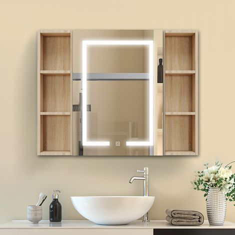 Spiegelschrank Badschrank Badezimmerschrank Hängeschrank Wandschrank 80x70cm (1/5)