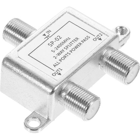 Répartiteur de câble coaxial 5-2400 MHz, répartiteur de câble à 2 voies pour Internet et TV-Silver