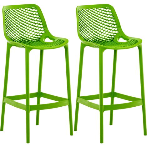 Lot de 2 Tabourets d'extérieur Air pour bar en plastique avec Repose-pieds Vert