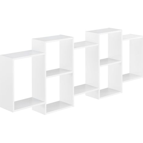 Elegante estantería flotante 7 compartimentos de almacenamiento capacidad de carga 25 kg aglomerado de melamina 161 x 18 x 65 cm lacado blanco mate 030005847