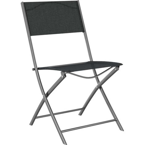 Lot de 2 Chaises de jardin et de camping pliables, Chaises de relaxation, Noir Acier et textilène OIB8351E (1/5)