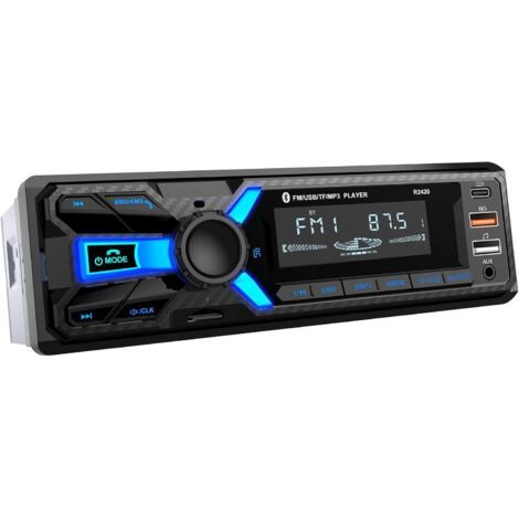 RDS Autoradio Bluetooth 5.0, Poste Radio Voiture Bluetooth Port de Chargement de Type C, FM/AM Autoradio 1Din,4x65W Autoradio Supporte Main Libre /2 USB/AUX/SD/TF/MP3 Player (1/5)