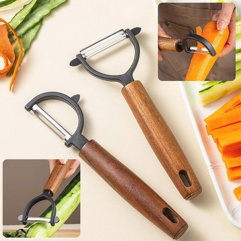 Pelador multifuncional de 2 piezas: pelador ergonómico de verduras con cuchilla pendular extra afilada (1/5)