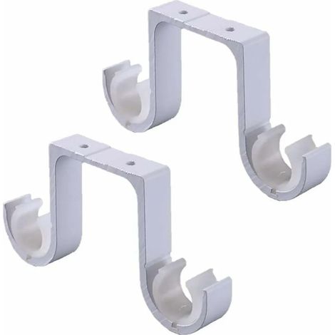 Staffe per soffitto, staffe bianche, staffe per asta per tende a doppio strato, staffe per asta per tende in lega di alluminio (1/5)