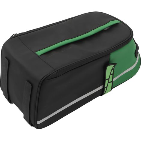 Sacoche de vélo multifonctionnelle et étanche pour vélos de route et VTT, coloris noir et vert. (1/5)