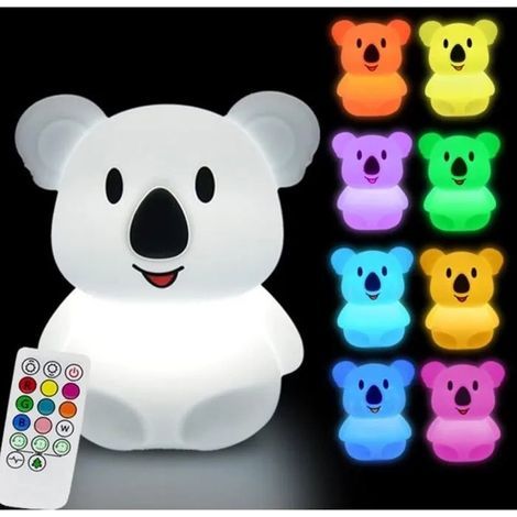 Veilleuse koala pour enfants, lampe chambre bébé, luminosité couleur réglables, décorative garçons filles YYV (1/4)