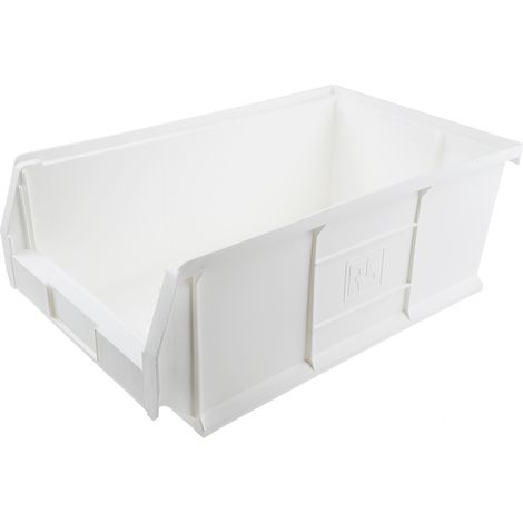 Bac de rangement RS PRO Blanc en PP, 200mm x 315mm x 510mm ( Prix pour Paquet de 5 ) (1/3)