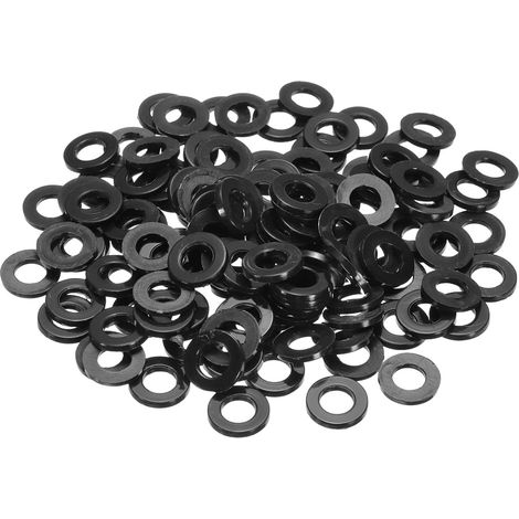 Rondelle Plate En Nylon M6, 125 Pcs 6mm Alésage 12mm Diamètre Extérieur 1.5mm Épaisseur Joint D'Étanchéité En Plastique Espaceur Vis De Fixation Brides Robinets Tuyaux Vannes, Noir (1/5)