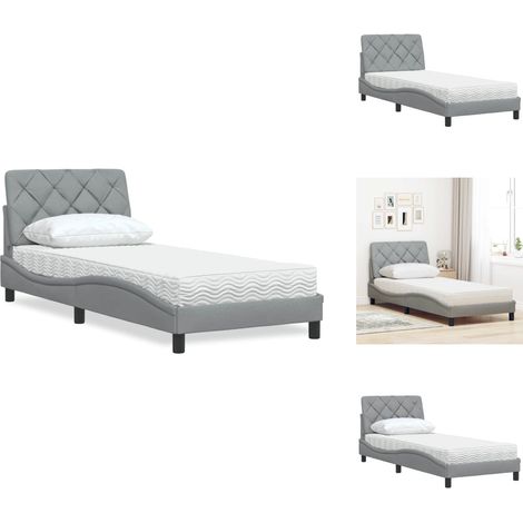 Lit avec matelas gris clair 90x200 cm tissu - Lit - Lits - Meuble De Chambre À Coucher - Sommier (1/5)