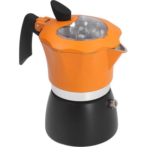 Italienische Moka-Kanne – Fassungsvermögen 1 Tasse (150 ml), Glasdeckel und Aluminiumkorpus, geeignet für Zuhause, Büro, Camping und Reisen.