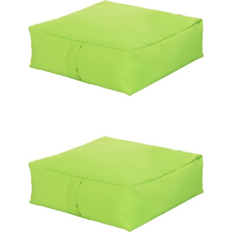 Ready Steady Bed - Cuscino spesso per pavimento, cuscini da giardino in lastre 60x60x20 cm, cuscino resistente all'acqua per interni ed esterni con imbottitura in fagioli - Lime 2pz (1/5)