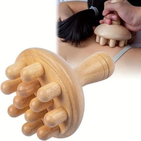 (Hellbraune) Massagerolle aus Holz – 13,5 x 9 x 9 cm – Anti-Cellulite – Für Muskeln und Faszien (1/4)