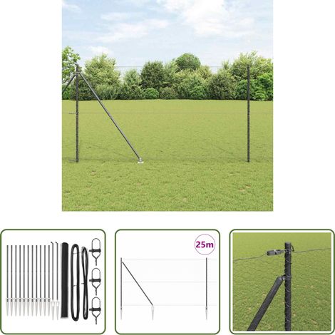 vidaXL Sécurité extérieure - Poteau de clôture. Gris 25 x 1,6 m (maille de 25 mm) (1/5)