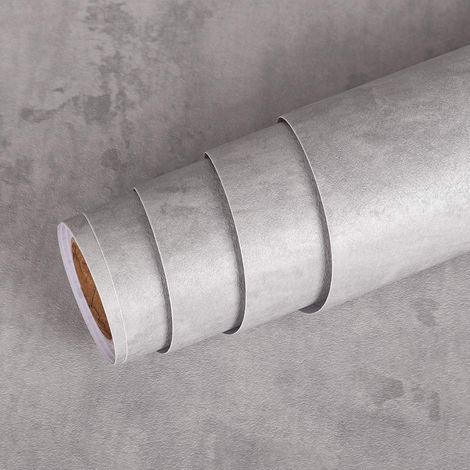 Papier Peint Beton Gris Clair Meuble Autocollant Sticker Adhésif Épais Film Lavable Vinyle Rouleau pour Cuisine Plan de Travail Tiroir Armoire Portes Évier Table Basse Comptoir 40CMx5M (1/5)