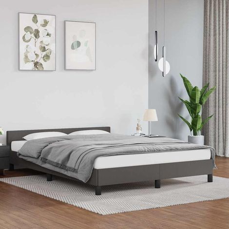 Estructura de cama con cabecero sin colchón azul 140x190 cm (1/5)