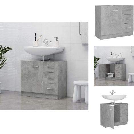Badezimmermöbel-Sets - Living Waschbeckenunterschrank Betongrau 63x30x54 cm Holzwerkstoff (1/5)