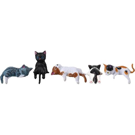 Lot de 5 figurines de chats mignons pour bord d'écran, tableau de bord ou bureau. (1/5)