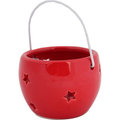 Keramiklaterne mit Sternen, rot (1/2)