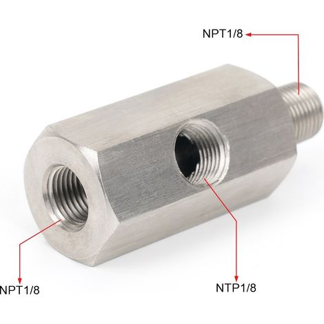 Adaptateur de capteur de pression d'huile 1/8 NPT en acier inoxydable pour connecteur de turbocompresseur, adaptateur de modification automobile - NPT1/8 (sans joint) (1/4)