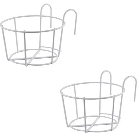 2 Pièces Support Fleurs Rond Crochet,Support Jardiniere Balcon Rond,Support Pot Métal Clôture,Pot Plante Garde Corps Suspendu Clôture,Convient pour Balcon,Jardin,Clôture,Intérieur Et Extérieur (1/5)