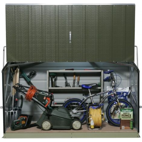TRIMETALS Coffre de rangement métal 1500L vert - 1,51m² utile - Storeguard (1/4)