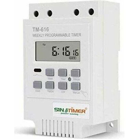 Programmateur Interrupteur Relais TM616, Minuterie Horaire Hebdomadaire Électrique Numérique 12V avec Écran LCD Numérique - Blanc (1/4)