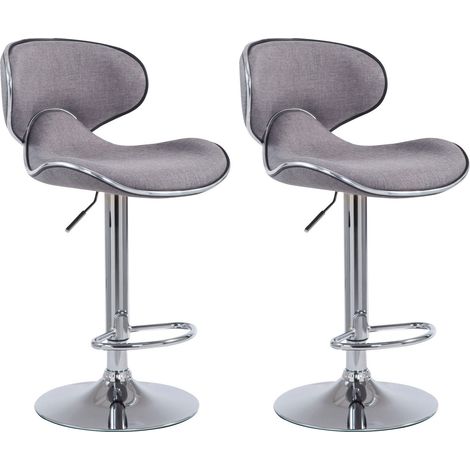 Set 2 sgabelli bar girevoli dal design moderno in tessuto grigio con supporto in metallo cromato 100004269