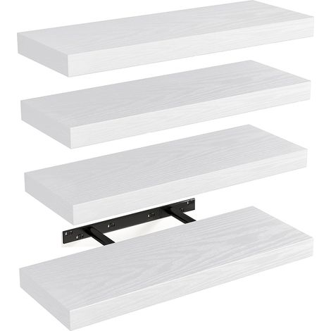 Set 4 Mensole da Parete Bianco in Legno Scaffali a Muro Scaffalatura Multiuso