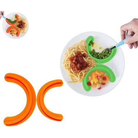 4 pièces - Séparateurs d'assiettes en silicone - Orange + Vert - Compartiments alimentaires - Séparateurs alimentaires en silicone - Compartiments alimentaires Orange + Vert (1/5)