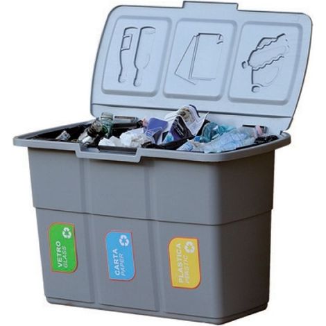 PATTUMIERA PER RACCOLTA DIFFERENZIATA 3 SCOMPARTI SEPARATI cm 75x37x h. 50