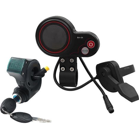 Kit d'écran LCD avec accélérateur au pouce QS-S4 36V-60V + clé de verrouillage d'allumage 3 broches pour Zero 8 9 10 8X 10X électrique (1/5)