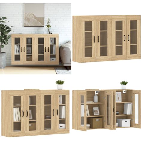 Armoires murales 2 pcs chêne sonoma bois d'ingénierie - Armoire Murale - Meuble Rangement - Buffet - Étagère Ouverte - Décoration Intérieure - Home & Living (1/5)