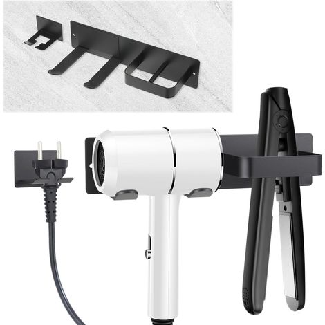 Lntyq Wandmontierter Haartrocknerhalter, Haartrocknerhalter mit Kabelaufbewahrung, Edelstahl-Haartrocknerhalter ohne Bohren, Haartrocknerhalter für Badezimmer, Hotel, Wohnzimmer (1/5)
