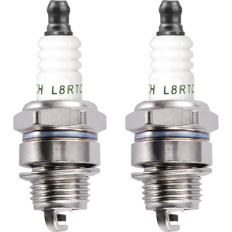 L8RTC Lot de 2 bougies d'allumage universelles pour moteur à 2 temps pour tondeuse à gazon - Bougies d'allumage de rechange pour tondeuse à gazon, tronçonneuse, coupe-pinceau