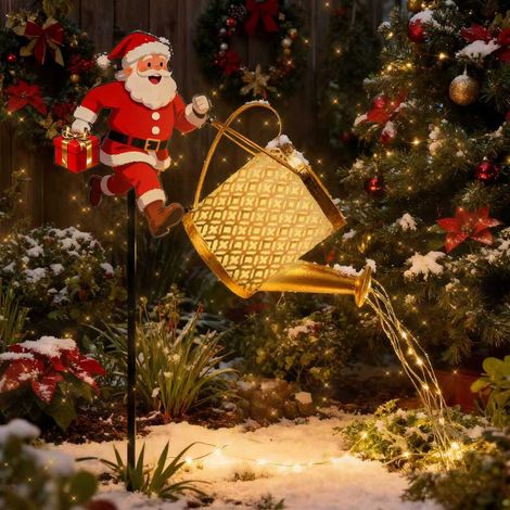 Luminaire Solaire De Noël - Figurine Père Noël Sur Support Pour Jardin - Étanche Auto Marche/Arrêt - Multicolore - 1 Pièce (1/5)