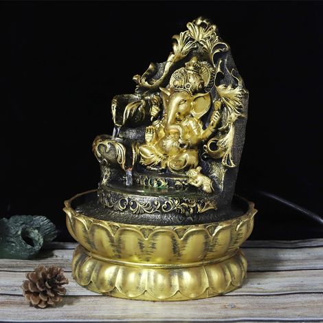 Tischbrunnen-Dekoration in einzigartiger Form, aus Kunstharz, mit Beleuchtung, EU-Stecker 220 V (1/5)