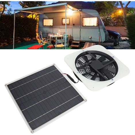 Kit di ventilazione a energia solare da 100 W con pannello solare e ventola bianca da 10 pollici per serra, riparo, pollaio - [Kit ventola con pannello solare] [Senza marchio] [Modello bianco] [Ventil (1/4)