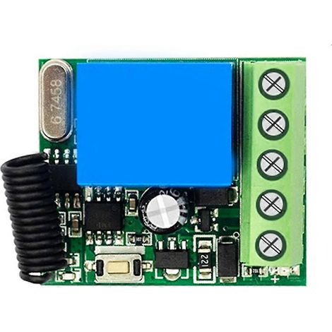 Interrupteur sans fil 433 MHz, module relais 1 canal 12 V CC 10 A, commande marche/arrêt pour éclairage LED de portail (bricolage). (1/5)